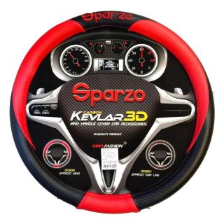 Sparzo หุ้มพวงมาลัยรถยนต์ ลาย carbon kevlar3D คละสี