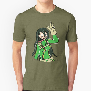 เสื้อยืดโอเวอร์ไซส์Froppy: The Rainy Season Hero! เสื้อยืดแขนสั้น ผ้าฝ้าย 100% พิมพ์ลาย Boku No Hero Academia แฟชั่นฤดูร