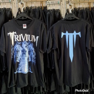 เสื้อยืดผ้าฝ้ายพิมพ์ลายขายดี เสื้อยืด พิมพ์ลาย Trivium BAND