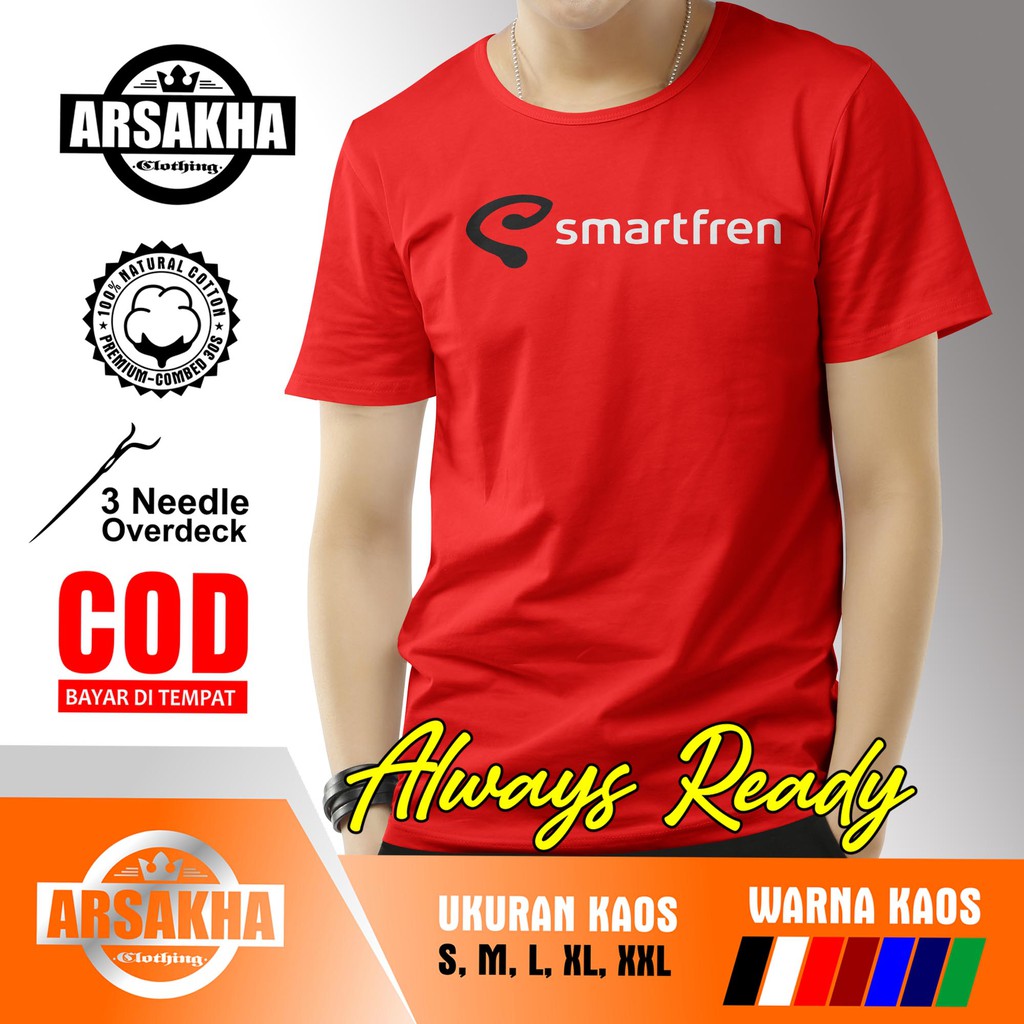 เสื้อยืด-พิมพ์ลายโลโก้-บริษัท-smartfren-provider-arsakha