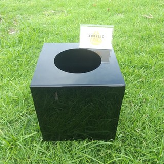 พร้อมส่ง กล่องจับรางวัล สีดำ หนา 3 มิล ขนาดกล่อง  20 x 20 x 20 cm.