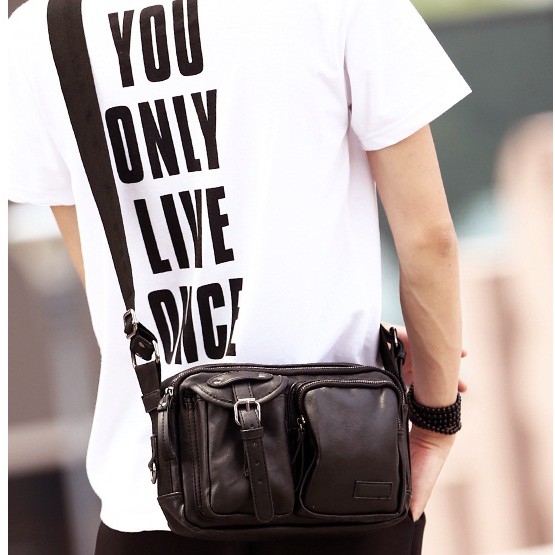 กระเป๋าสะพายข้างผู้ชาย-ใบเล็กกะทัดรัด-รุ่น-ne148-black