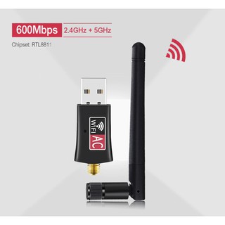 อะแดปเตอร์ไร้สาย USB Wifi AC600 Dual Band 600Mbps 2.4GHz 5GHz WiFi เสาอากาศเครือข่ายคอมพิวเตอร์ PC Card ตัวรับสัญญาณ802