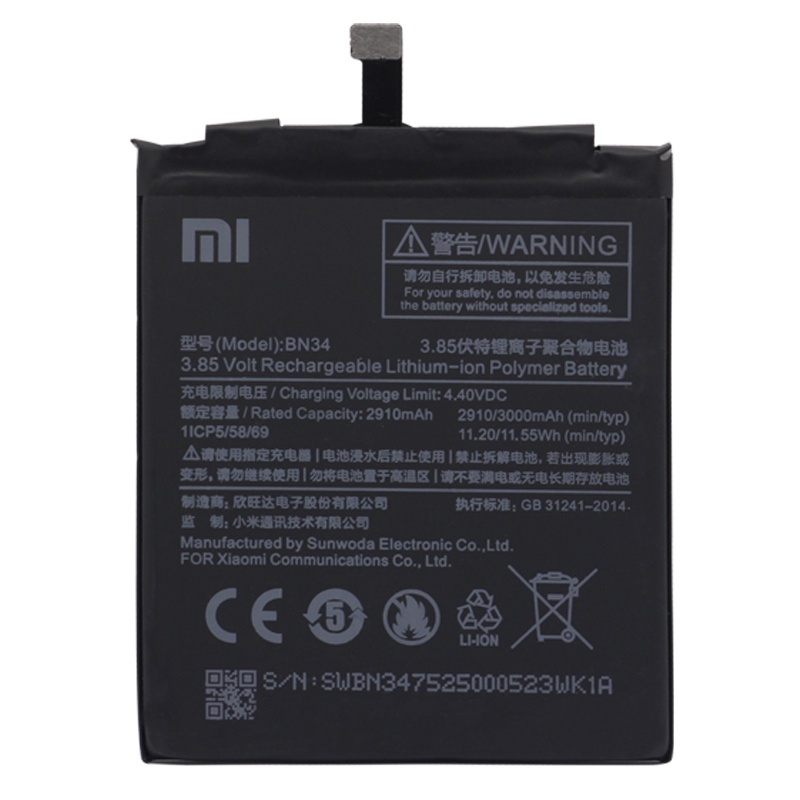 original-แบตเตอรี่-xiaomi-redmi-5a-แบตเตอรี่โทรศัพท์-bn34-ความจุสูง-โทรศัพท์แบตเตอรี่3000mah-ฟรีเครื่องมือโทรศัพท์