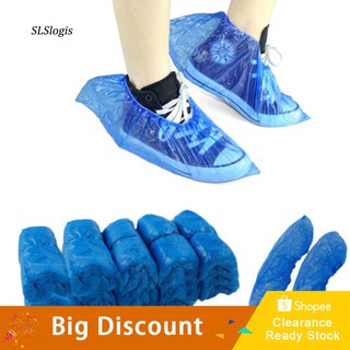 Sls 100 ชิ้น พลาสติก ใช้แล้วทิ้ง กันลื่น รองเท้า ครอบคลุม ทําความสะอาด รองเท้าป้องกัน