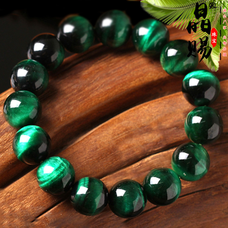 สร้อยข้อมือลูกปัดหินตาเสือ-สีเขียวธรรมชาติ