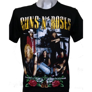 เสื้อวง Guns N Roses เสื้อยืด เสื้อดำ วงดนตรี วงร็อค กันส์แอนด์โรสเซส GNR Heavy Metal Rock Band Tour T-shirt