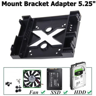 ถาดแปลง SSD HDD ขนาด 2.5" และ 3.5" ให้ใส่ช่อง 5.25" ได้ Hard Drive Holder Mount Bracket Converter Adapter 5.25 For PC.