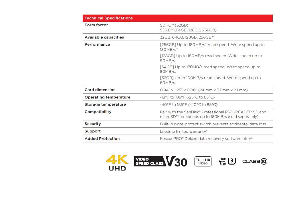 ภาพประกอบของ SanDisk Extreme SDHC Card 32GB ความเร็ว อ่าน 100MB/s เขียน 60MB/s (SDSDXVT-032G-GNCIN)