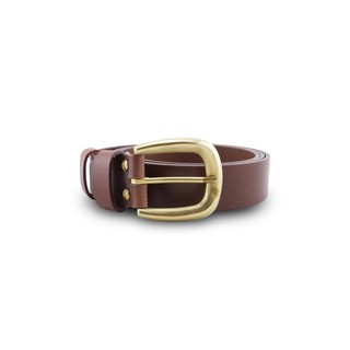 Brown Stone เข็มขัดหนังแท้รุ่น Milano Tan Narrow Belt Solid Brass Horseshoe Buckle