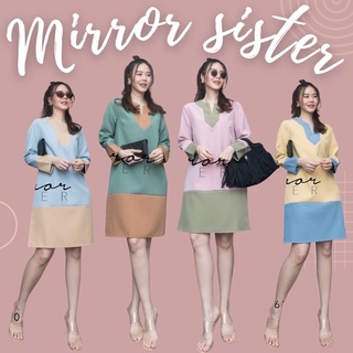 Code : 10628.6 เดรสออกงาน เดรสทูโทน เดรสแขนยาว เดรสออกงาน งานป้าย mirrorsister