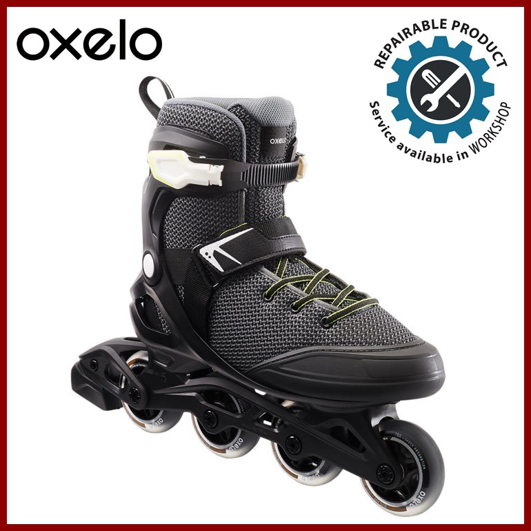 ราคาและรีวิวOXELO Roller skates รองเท้าสเก็ต โรลเลอร์สเก็ต รองเท้าอินไลน์สเก็ต รุ่น FIT100 (สีดำ/เทา)