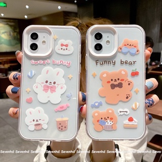 ภาพขนาดย่อของสินค้าReady Stock พร้อมส่งเคสโทรศัพท์มือถือลายกระต่ายและหมีสําหรับ Compatible For iPhone 13 12 11 Pro Max Se2020 X Xr Xs Max 7 8 Plus