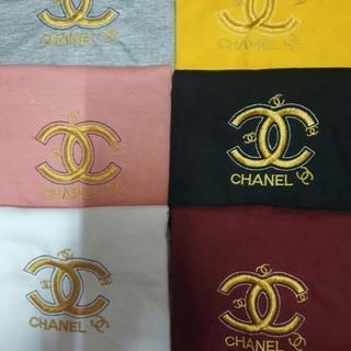 เสื้อยืดคอกลมแขนสั้น CHANEL งานปัก100%Cotton