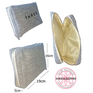 กระเป๋าเครื่องสำอาง THREE Grey Pouch