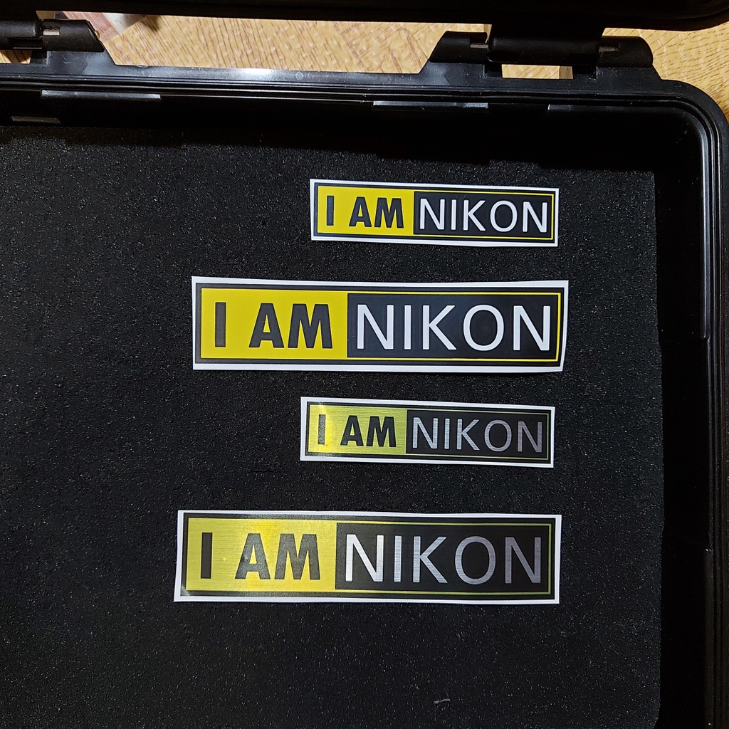 รูปภาพสินค้าแรกของสติกเกอร์กล้อง I AM NIKON / ไอ แอม นิคอน 2 ขนาด+แบบเงินบลัช+สติกเกอร์สะท้อนแสง 3M/Oracal แต่งฮูดกล้อง รถยนต์ มอเตอร์ไซค์