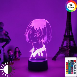 Haikyuu Kozume Tanaka Bokuto Hinata 3D LED Illusion Night Lights โคมไฟอะนิเมะ Haikyuu ไฟ LED สำหรับตกแต่งห้องนอน