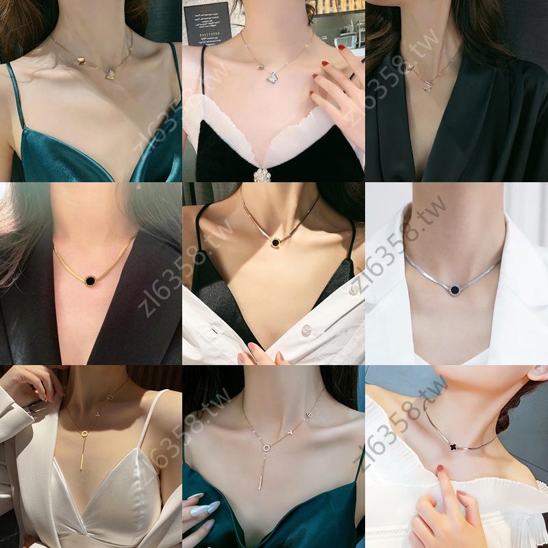 สร้อยคอไทเทเนียม-ทอง-18k-ประดับเพชร-กันสนิม-ไม่ซีดจาง-ของขวัญแต่งงาน-สําหรับผู้หญิง