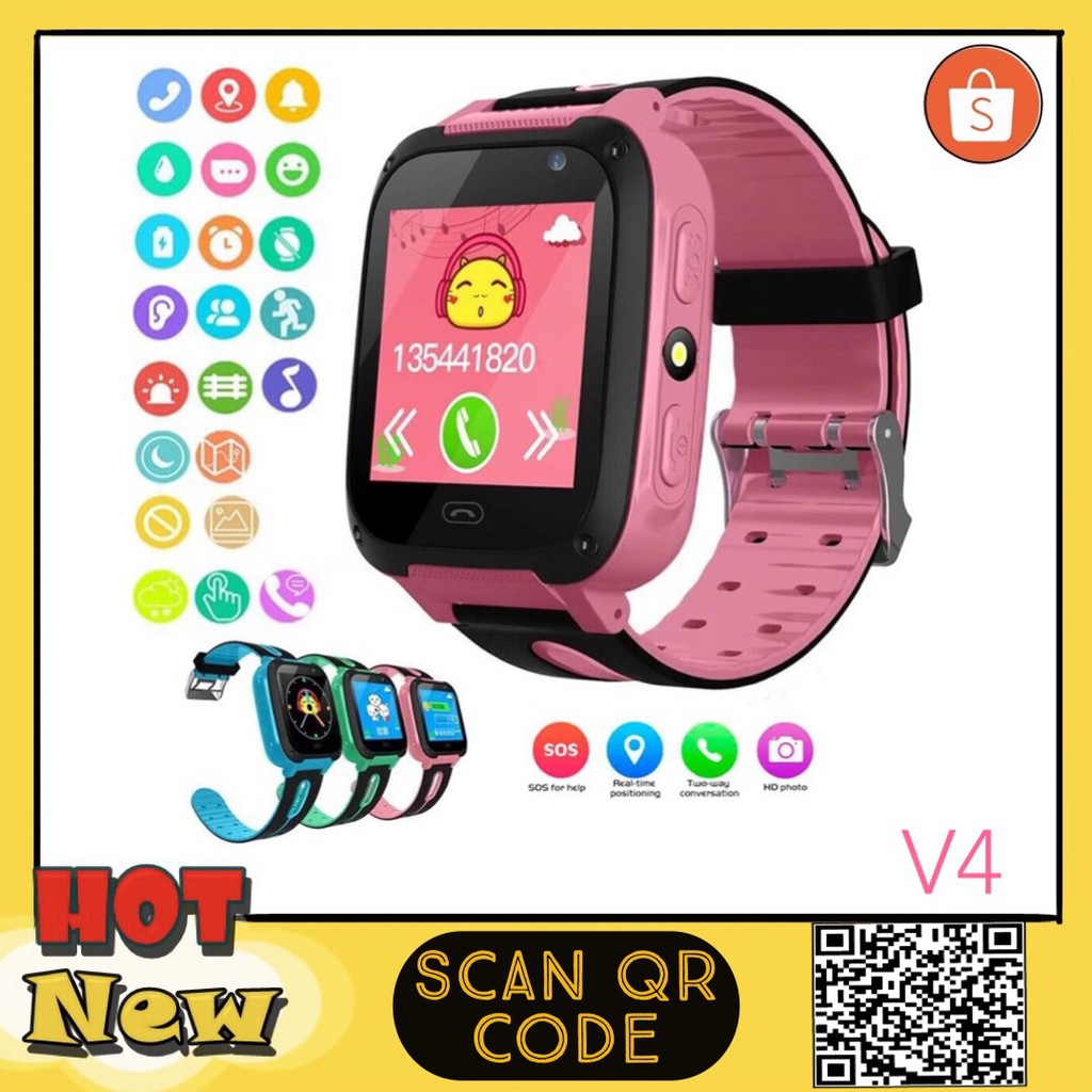 kids-smart-watch-v4-นาฬิกาเด็ก-ใส่ซิมโทรฯได้-พร้อม-gps-กันน้ำ-ติดตามตำแหน่ง-และไฟฉาย-q9