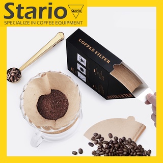 Stario กระดาษกรองกาแฟ 100 แผ่น แบบหนา ดริปกาแฟ กระดาษดริป กรองกาแฟ  Coffee Filter Paper ชนิด V60 และ Cone