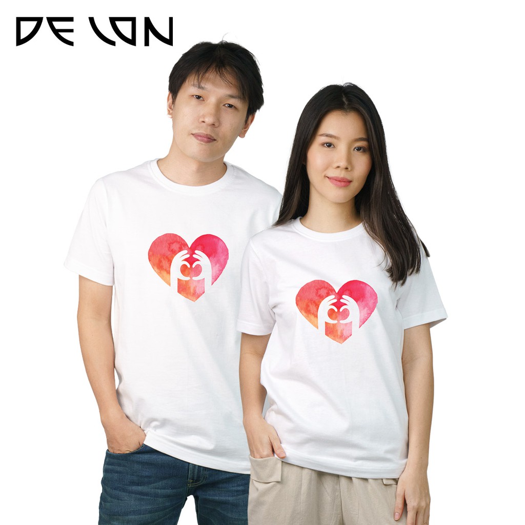 delon-เสื้อยืดat53119-เสื้อคู่รัก-ใส่เป็นทีม-เสื้อครอบครัว-สวยน่ารัก-เนื้อผ้าคอตตอน-ลายหัวใจ-love-love