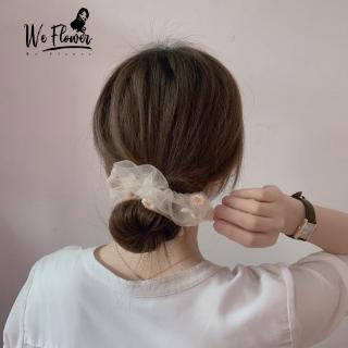 We Flower Girls Embroidery Lace Daisy Hair Tie Rubber Bands Handmade Korean Hairbands Women Scrunchies Ponytail Hair Accessories Rope