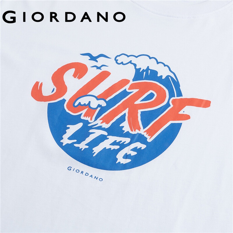 giordano-men-เสื้อยืดแขนสั้นคอกลม-สกรีนลวดลายข้อความ-free-shipping-01089002-bcfa