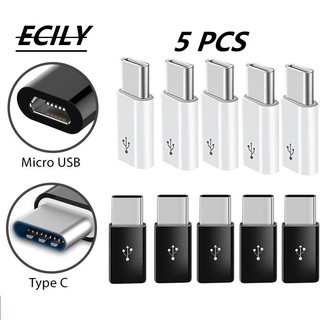 Ecily อะแดปเตอร์แปลงสายชาร์จ USB 3.1 USB-C Type C ตัวผู้ เป็น Micro USB ตัวเมีย 8 5 ชิ้น