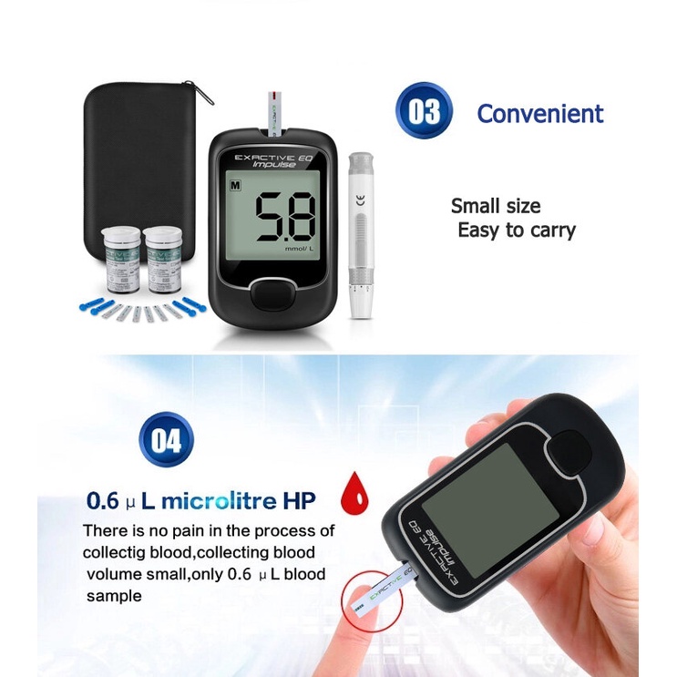 พร้อมจัดส่ง-เครื่องวัดน้ำตาล-ตรวจเบาหวาน-exactive-eq-impulse-blood-glucose-meter-พร้อมแผ่นตรวจ-50-ชิ้น