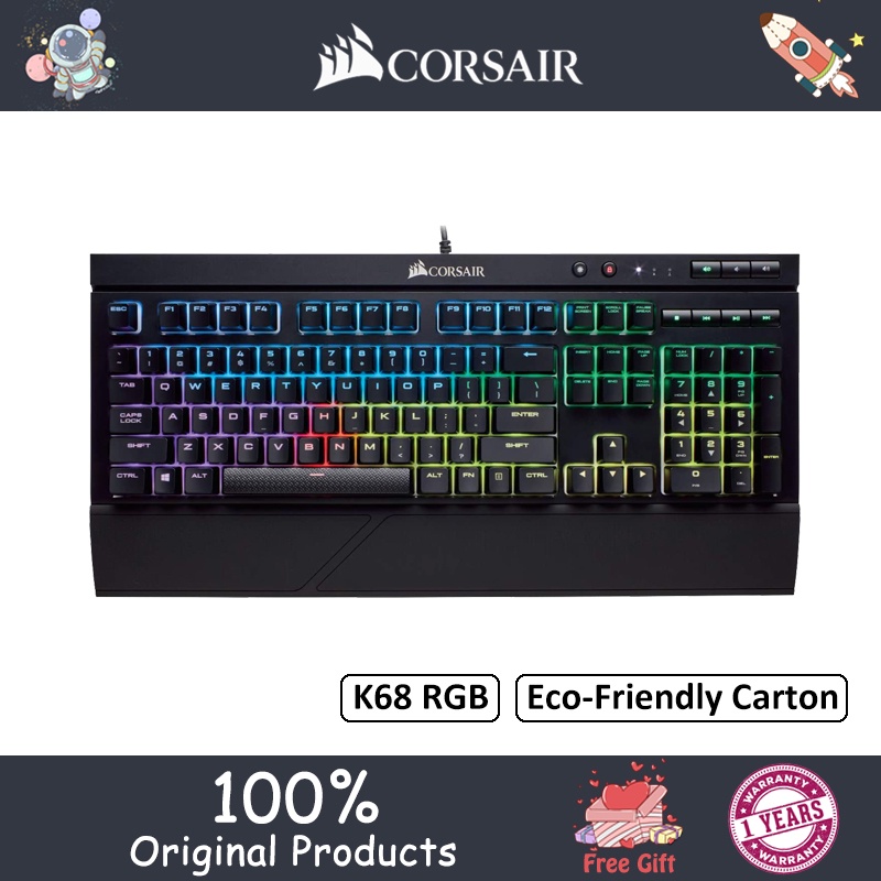 Corsair K68 คีย์บอร์ดเมคคานิคอล สายเคเบิล ปุ่มควบคุมระดับเสียง ...