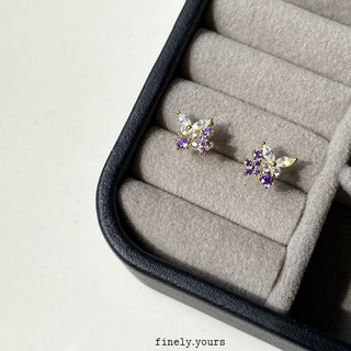 finely.yours 925 Stering Silver Jewelry| ต่างหูเงินแท้ 92.5% ชุบทอง 14K ประดับพลอยรูปผีเสื้อ // Cutie Butterfly Earrings