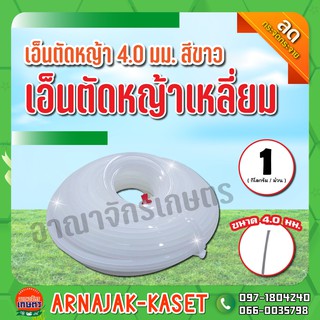 เอ็นตัดหญ้า เอ็นตัดหญ้าเหลี่ยม 4.0มม. สีขาว ม้วน 1 กิโลกรัม