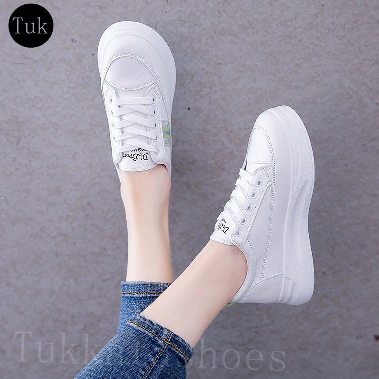 ภาพสินค้ารองเท้าผ้าใบผู้หญิง รองเท้าแฟชั่น รองเท้าผ้าใบสีขาว เสริมส้น จากร้าน tukkatashoes บน Shopee ภาพที่ 6