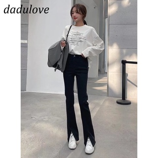 DaDulove💕 2022 New Ins Korean Version Slit Jeans Niche Casual Retro Straight Pants Fashion Womens Clothing