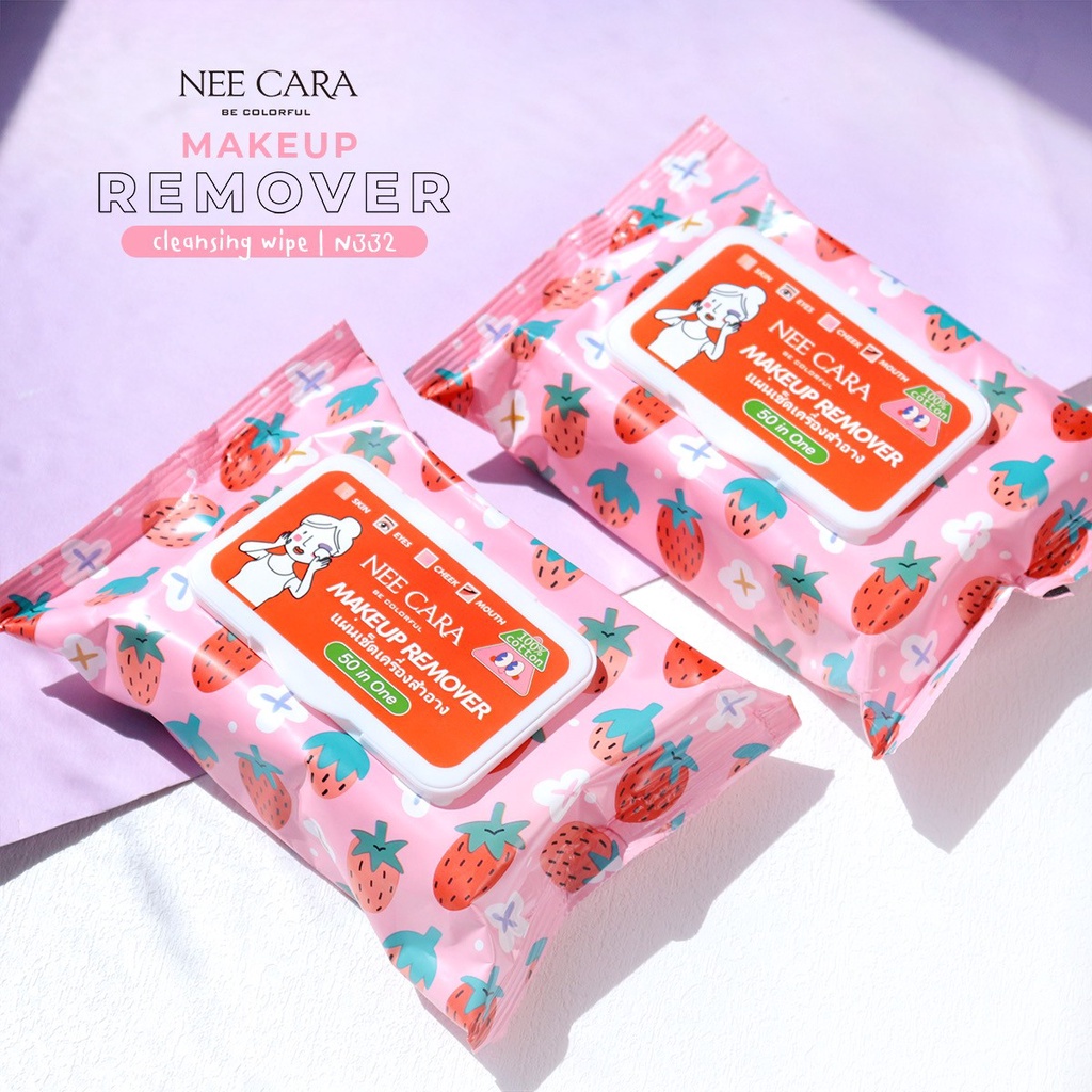 เช็ดเครื่องสำอาง-nee-cara-n332-makeup-remover-clqhsg-wipe-ลบเกลี้ยงผิวเฟรช-เมคอัพกันน้ำก็ลบเกลี้ยง-กลิ่นสตอเบอรี่