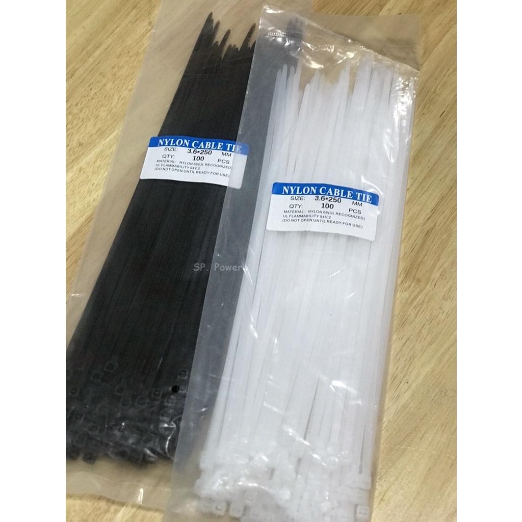 ภาพสินค้าNylon Cable Tie เคเบิ้ลไทร์ (ราคาต่อแพ็ค แพ็คละ 100เส้นโดยประมาณ) จากร้าน ssukp บน Shopee ภาพที่ 1