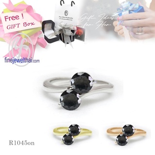Finejewelthai-แหวนนิล-นิลแท้-แหวนเงินแท้-แหวนพลอย-Black-Spinel-Onyx-Silver-Ring-R1045on (เลือกสีตัวเรือนได้)