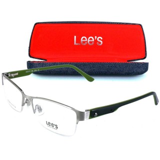 LEES แว่นตา รุ่น LS-50363 สีเงินขาเขียว (ขาสปริง)