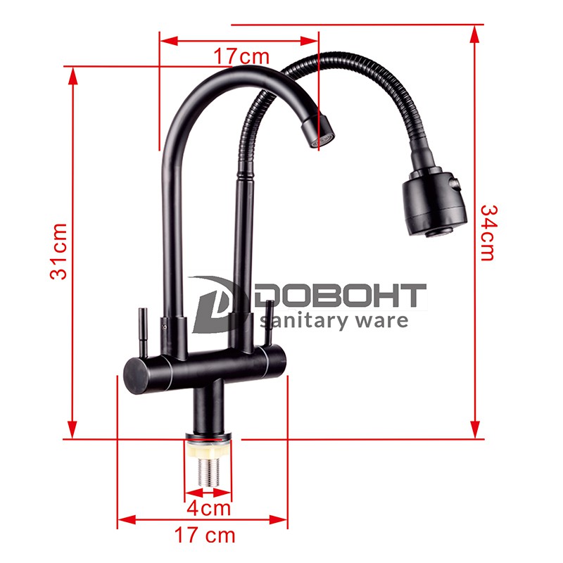 doboht-ก๊อกน้ำสแตนเลส-sus304-สำหรับน้ำเย็น-ก๊อกน้ำห้องครัว-รางน้ำคู่-ct0089ss-bl