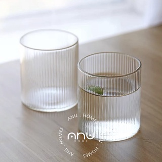 Simple Line glass แก้วดื่มนำ้ลายริ้วถี่ เนื้อหนามีนำ้หนัก ทนความร้อน