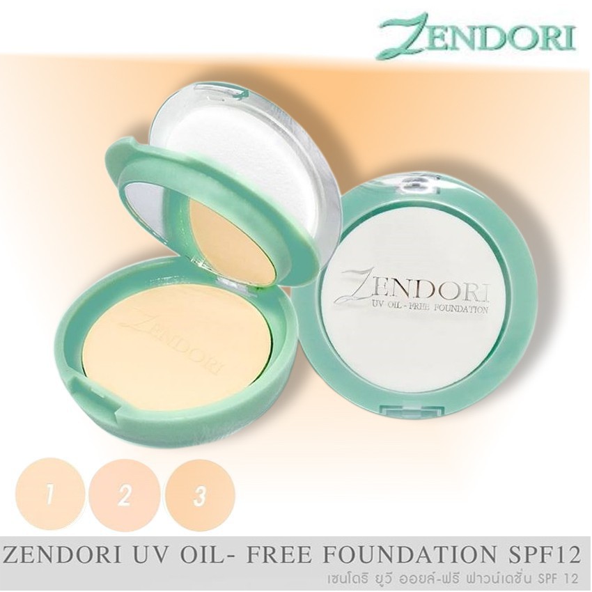 แป้งอัดแข็ง-zendori-uv-oil-free-foundation-spf12-ตลับเขียว-แป้ง-เซนโดริ-ยูวี-ออยฟรี