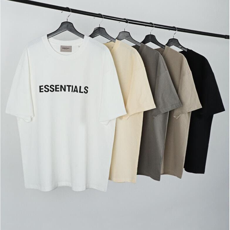 ESSENTIALS เสื้อยืดแขนสั้นผ้าฝ้าย พิมพ์โลโก้ ทรงหลวม เสื้อยืดคอกลมผ้า ...