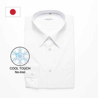 [Male Student Shirt] No-iron needed Long sleeves white knit shirt Japan Product TSEASY01