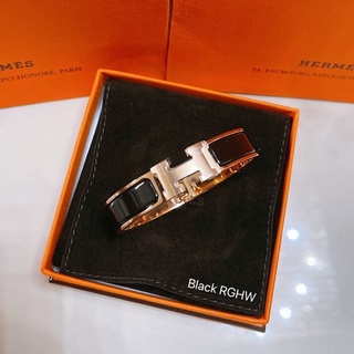 New Hermes Cliclac Pm  (16 cm)   สีดำ อะไหล่ rose gold    อุปกรณ์ ถุงผ้า แคร์การ์ด กล่อง