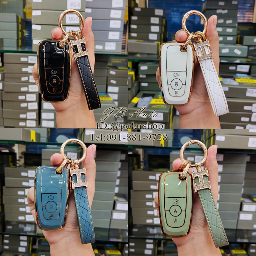 เคสกุญแจรถยนต์-ford-ranger-raptor-2018-เคสฟรุ่งฟริ่งขอบทอง-พร้อมพวงกุญแจ