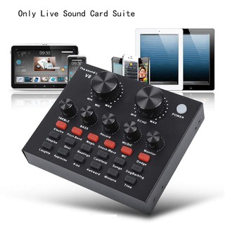 กล่องเสียงเอฟเฟค เอฟเฟคไมค์ ซาวด์การ์ด singing live sound card v8 Bluetooth