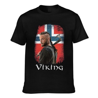 T-shirt  เสื้อยืด คอกลม พิมพ์ลายธงนอร์เวย์ Viking Comics แฟชั่นสําหรับผู้ชายS-5XL