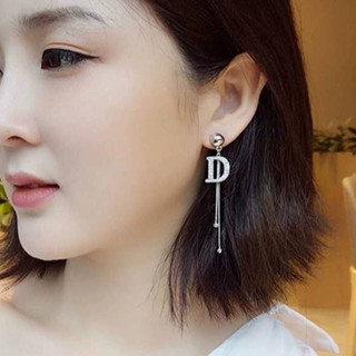 สินค้า ต่างหูแฟชั่นเกาหลี ต่างหูแบรนด์เนม ต่างหูแฟชั่นประดับเพชร Fashion earrings ต่างหูเงินแท้925 (สินค้าพร้อมส่ง)