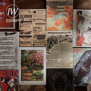 สินค้า Jianwu แผ่นกระดาษโน้ต สไตล์วินเทจ สําหรับตกแต่งสมุดโน้ต 80 ชิ้น