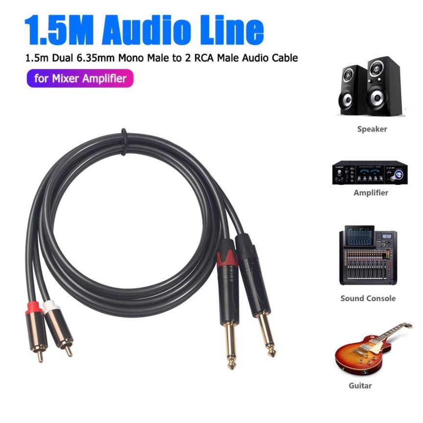 dual-6-35-1-4-mono-male-to-dual-rca-male-adapter-audio-cable-for-mixer-amplifier-used-for-audio-players-professional